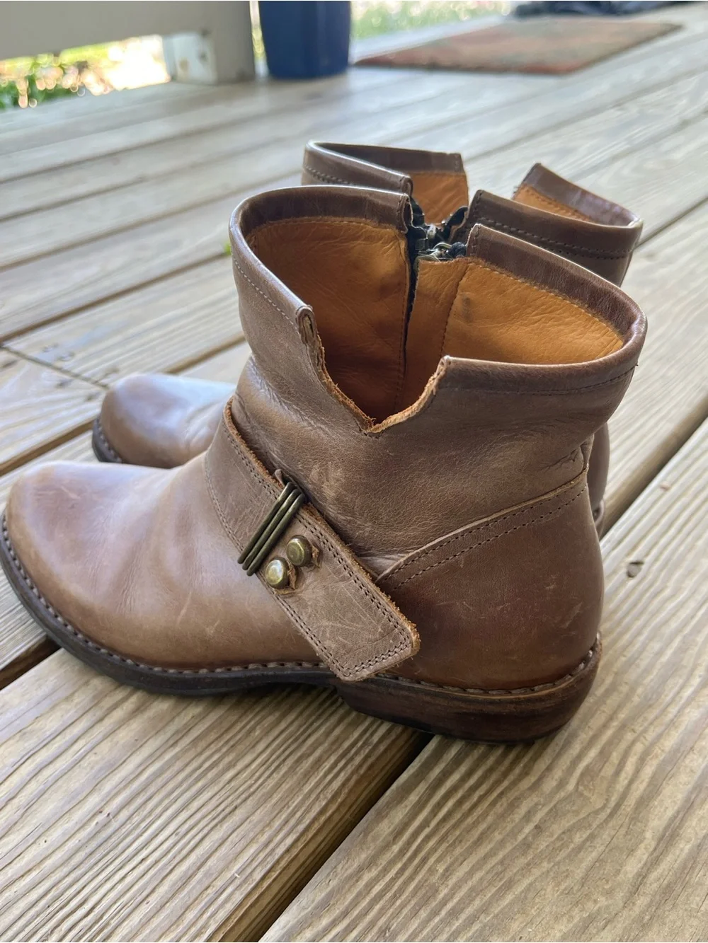 Fiorentini + Baker Eternity Eli Brown Leather Biker Ankle Boots Zip 37.5 US 7.5